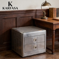 Table de chevet de style rétro industriel, armoire d'angle créative en métal, 2 tiroirs, compartiments, anti-poussière, meubles de maison pour