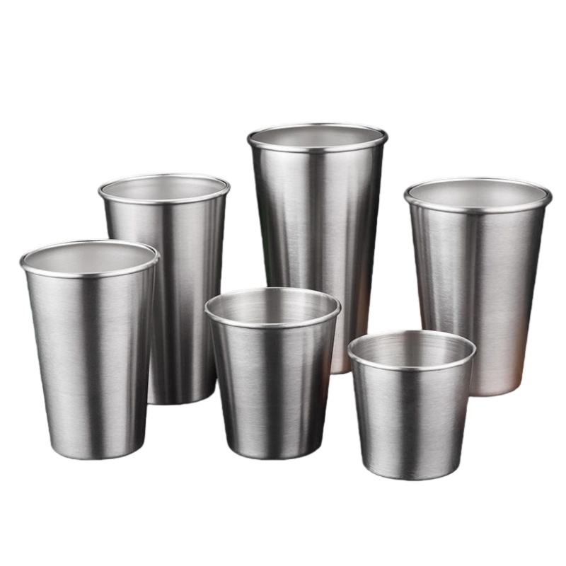 Silver-Polished Stainless Steel Tumbler with Stepped Rim