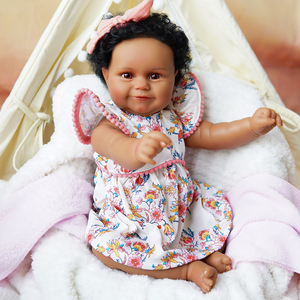 دمية آر أند بي جديدة 20 بوصة من أفريقيا الأمريكية الغراب من الجلد الداكن المولود الجديد المولود الجديد مع الشعر الجذور هدية لعبة يدوية للبنات - Product Image 3