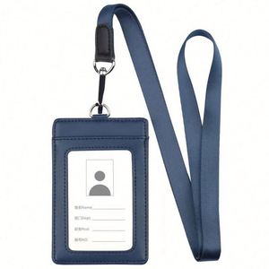 Porte-cartes de travail pliable en cuir avec cordon, porte-badge, porte-carte d'accès au bus, étui de protection pour cartes - Product Image 6