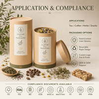 Tube en papier kraft certifié sur mesure avec option de doublure de qualité alimentaire OEM pour thé, snacks, bonbons – Certifié BRC