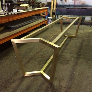 QUYANG su misura decorazione per la casa di lusso pietra tavolo da pranzo Base <span class=keywords><strong>lastra</strong></span> di marmo piombino d'oro in <span class=keywords><strong>acciaio</strong></span> inox gambe del tavolo - Product Image 4