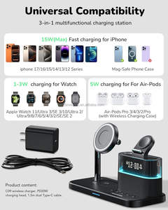 <span class=keywords><strong>Station</strong></span> de charge sans fil 5 en 1 avec réveil, veilleuse et chargeur magnétique compatible avec <span class=keywords><strong>iPhone</strong></span>, Apple Watch et Air-Pods - Product Image 3