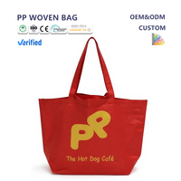 Offre spéciale Sacs à provisions tissés en PP robustes avec logo personnalisé Poignées en sangle en PP Matériau recyclé écologique laminé pliable