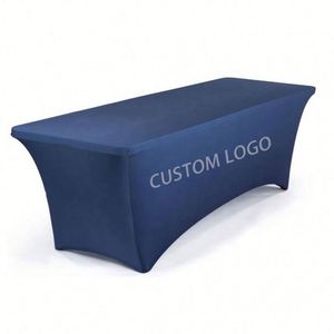 Funda de Mesa Rectangular Ajustable de Spandex de 6 pies, Antiarrugas, Portátil, de Poliéster Elástico para Eventos, Bodas y Fiestas, con Impresión Personalizada - Product Image 3