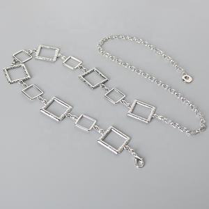 レディース服アクセサリーファッショナブルなゴールドとシルバースクエア合金ベルトウエストチェーン - Product Image 5