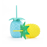 1500ml personnalisé jus 600ml en plastique fruits bulle thé réutilisable en vrac potable ananas forme paille tasses avec paille
