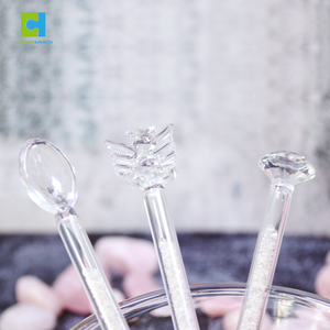 C & H Vente en gros Agitateur à <span class=keywords><strong>café</strong></span> en verre <span class=keywords><strong>réutilisable</strong></span> personnalisé Agitateur à <span class=keywords><strong>café</strong></span> avec cristal naturel infusé - Product Image 3