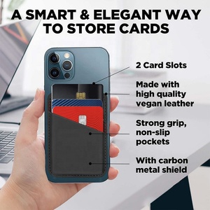 Custom Slim RFID Leather Bifold Magnetic Card <b>Wallet</b> Organizer Card <b>Holder</b> Secure Design with 2 Card Slots for iPhone - Product Image 2