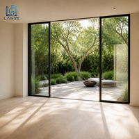 Porte coulissante panoramique minimaliste Lange en aluminium, triple vitrage trempé, protection anti-ouragan, porte coulissante en aluminium LOW-E pour la maison