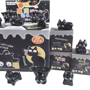 Nouvelle figurine chat noir mignon en résine, boîte mystère, ornements créatifs, poupée Little Red Book, vente en gros - Product Image 5