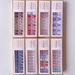 24 piezas hechas a mano a presión ataúd PVC <span class=keywords><strong>uñas</strong></span> artificiales cobertura completa 2XL estilo francés ABS precio al por mayor <span class=keywords><strong>uñas</strong></span> postizas - Product Image 3