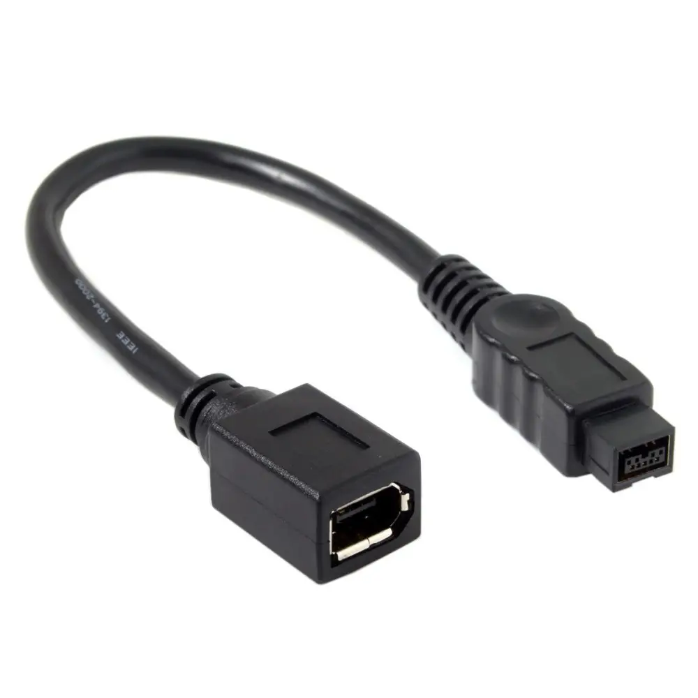 IEEE 1394 6 pines hembra a 1394b 9 pines macho Firewire 400 a 800 Cable Color negro 20cm