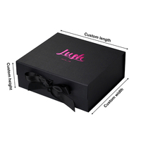 Boîte magnétique pliable en gros avec ruban et insert en soie satinée, emballage de luxe pour extensions capillaires et vêtements, conception gratuite