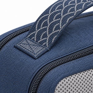 Bolsa de Maquillaje de Poliéster con Doble Cremallera Trasera, Estilo Japonés, Organizador de Cosméticos y Cuidado de la Piel, Jacquard Seigaiha, Asa en Forma de Espina, Personalizable - Product Image 2