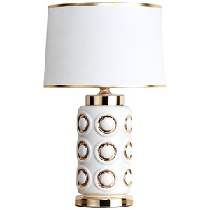 Modern Nordic Brass LED <b>Table</b> <b>Lamp</b> with Warm <b>White</b> Light Eco-Friendly Drum <b>Shade</b> for Living Room Bedroom Villa Hotel Use - Product Image 1