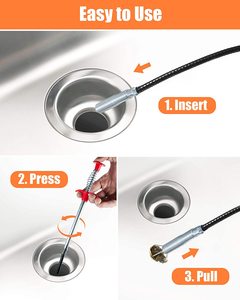 Fregadero de drenaje flexible, herramienta de desatascador de 4 clwas extensible, gancho de serpiente - Product Image 3