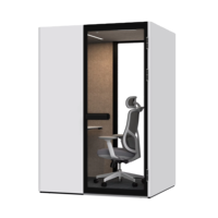 Cabine de bureau insonorisée moderne certifiée 30 dB, cabine de réunion acoustique, salle privée pour 1-2 personnes, structure en alliage d'aluminium, verre trempé