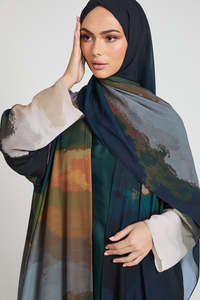 Abaya Holgada de Estilo Abierto para Mujer, con Estampado de Degradado de Acuarela Abstracta, Elegante y de Lujo, Personalizada por LEDUO - Product Image 2