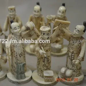 9 figurines de bouddha samouraï hommes, os