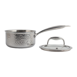 Olla de Acero Inoxidable Martillado al por Mayor de Fábrica, Olla Premium para Leche con Tapa de Vidrio y Marcas de Capacidad, Utensilios de Cocina - Product Image 5
