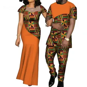 Tenues assorties sur mesure pour couples, Dashiki africain grande taille, chemises et pantalons pour hommes, ensembles pour femmes, vêtements de fête de mariage en coton - Product Image 5