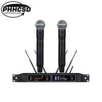 Microphone sans fil professionnel haut de gamme True Diversity un-vers-deux, micro dynamique U-band A-600, ensemble avec alimentation externe pour rack