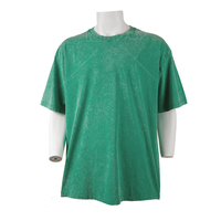 T-shirt Vintage Noir en Coton Lourd Délavé, Coupe Oversize avec Imprimé Numérique Effet Acide