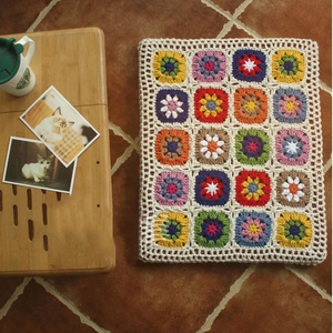 Silla de cocina reciclada Boho Farmhouse, sofá, ganchillo, abuelita, flor cuadrada, cojín de asiento suave, 50x40, de estilo bohemio - Product Image 1