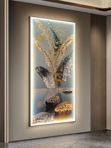 Lussuoso Dipinto Murale Decorativo in Cristallo e Porcellana <span class=keywords><strong>con</strong></span> Luce LED Geometrica Astratta, Arte Murale di Lusso Incorniciata per Arredamento Casa - Product Image 1