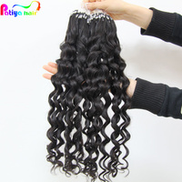 Extensions de cheveux vierges bouclés italiens à micro-anneaux, qualité 12A, emballage personnalisable, vente en gros