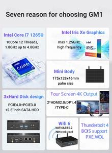 13th Gen Fanless Mini PC Alder Lake 2.5G Intel i7 1355U i5 1335U Desktop Rendering Design Gaming Mini PC Computer HD DP Type-C - Product Image 6