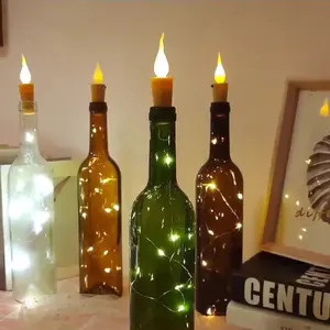 Şarap şişesi ışıkları mantar 10 LED perili dizi lamba pil işletilen Mini bakır tel şişesi işıkları DIY noel dekoru