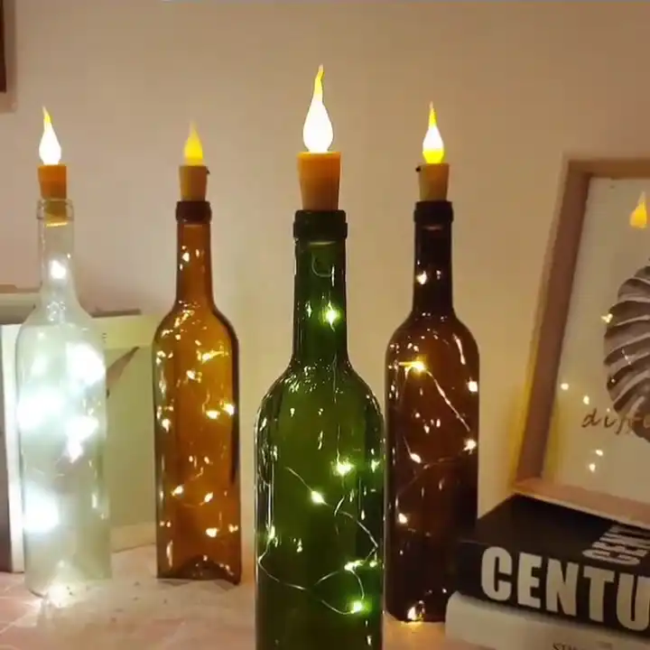 Lampe De Bouteille De Vin En Verre Avec 2M 20LED Fil De Cuivre