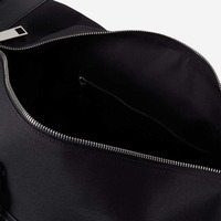 Tas Travel Holdall Logo Kustom Tahan Lama, Tas Travel Semalam, Tas Duffel Jinjing, Tas Akhir Pekan Kulit Hitam dan Kanvas untuk Aktivitas Luar Ruangan