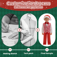 Kinder Weihnachtskostüm-Set Gestreifte Jacken 100% Polyester Maßgeschneiderte Größe Fliege Plüsch Weihnachtsmütze Festival Cosplay Unisex OEM