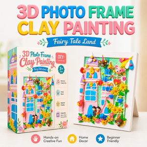 Kit de pintura de arcilla 3D para marcos de fotos DIY para niños, set de arte de arcilla de secado al aire con temática de tierra de hadas, 12 colores, venta al por mayor OEM ASTM EN71 - Product Image 1