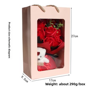 Bouquet di Fiori di Sapone a Forma di <span class=keywords><strong>Orsetto</strong></span> Fatto a Mano per San Valentino e Festa della Mamma <span class=keywords><strong>con</strong></span> 7 Rose, Confezione Regalo Creativa per Insegnanti - Product Image 4