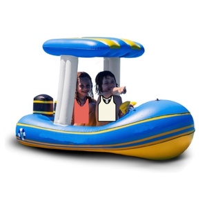 PVC <b>Inflatable</b> Patrol Boat Pool Float with Water Gun 67*36*36 Inch for Two Kids Harbor Boat Pool Float Ride on Fun Water Toy - Product Image 1