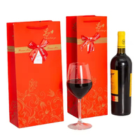 Sac cadeau en papier pour vin avec poignée, impression de logo personnalisé, pour l'emballage de bouteilles