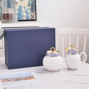 Luxury Porcelain Drinkingware <b>Set</b> Gold-Rimmed cup and saucer pot <b>set</b> for Weddings <b>Gifts</b> - Product Image 2