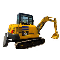 Excavadora Komatsu PC58 Usada Original, Diseño Compacto de 5.8 Toneladas con Caja de Cambios, Motor y Rodamientos - Excelente Estado para Uso Municipal y Agrícola