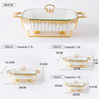 Hotel- und Restaurant-Buffetwärmer-Set mit Porzellan-Serviertablett und Glasdeckel für Hochzeiten und Partys