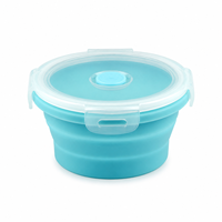 Boîte à lunch en silicone pliable ronde mini, compatible micro-ondes, avec couvercle verrouillable, pour la préparation des repas et les voyages (vente en gros)