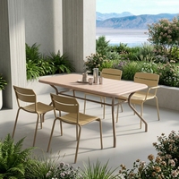 Ensemble de table à manger en aluminium personnalisé pour l'extérieur, design créatif pour les zones alimentaires, les zones de loisirs, les stations balnéaires