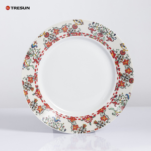 Plato de cerámica ecológico para servir en la cocina, plato de porcelana, diseño de calcomanía Floral de lujo, comida de catering nórdica azul para uso doméstico - Product Image 6