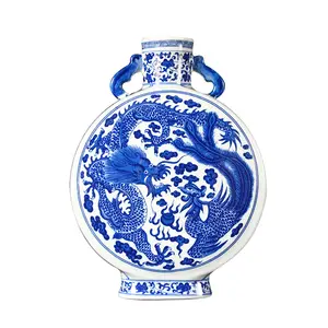 Blue White Dragon Vase Luxury Chinese Antique Reproduction Blue And White Porcelain Flower Vases