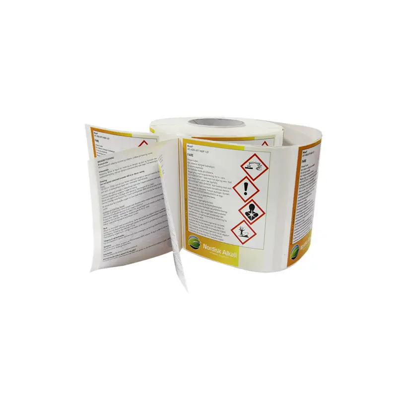 롤 인쇄 화학 라벨 안전 정보 전달을위한 합리적인 가격의 최상위 개인 라벨
