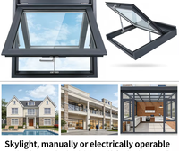 Puits de lumière en verre en alliage d'aluminium, ouverture manuelle et électrique, étanche et résistant au vent, adapté aux villas et aux sous-sols