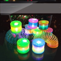 Printemps LED coloré arc-en-ciel cercle en plastique bobine élastique anneau projectable jouet éducatif pour les enfants